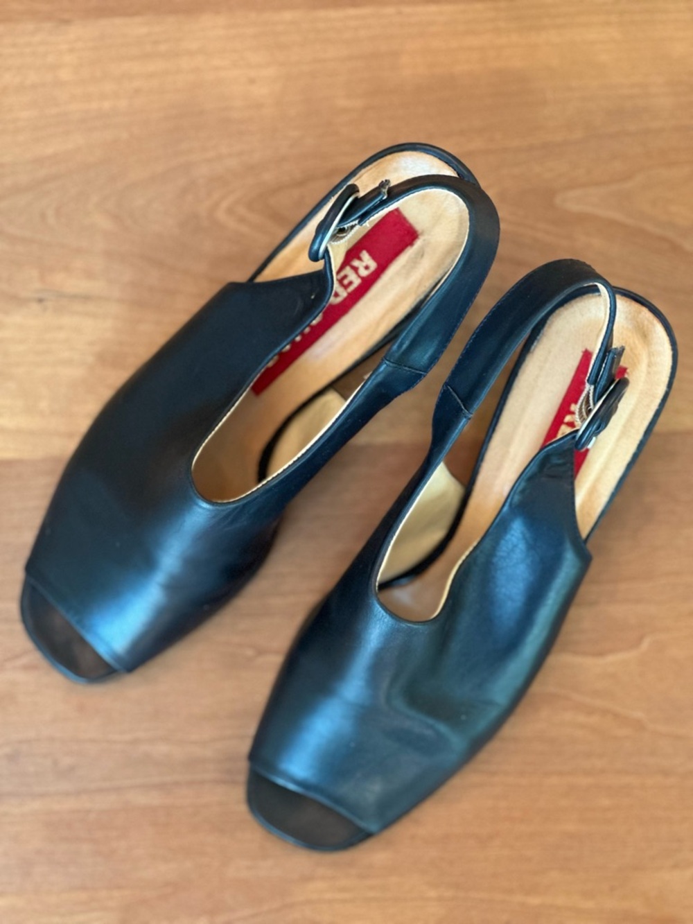 Navy Blue Open-Toe Slingback Women's Heels